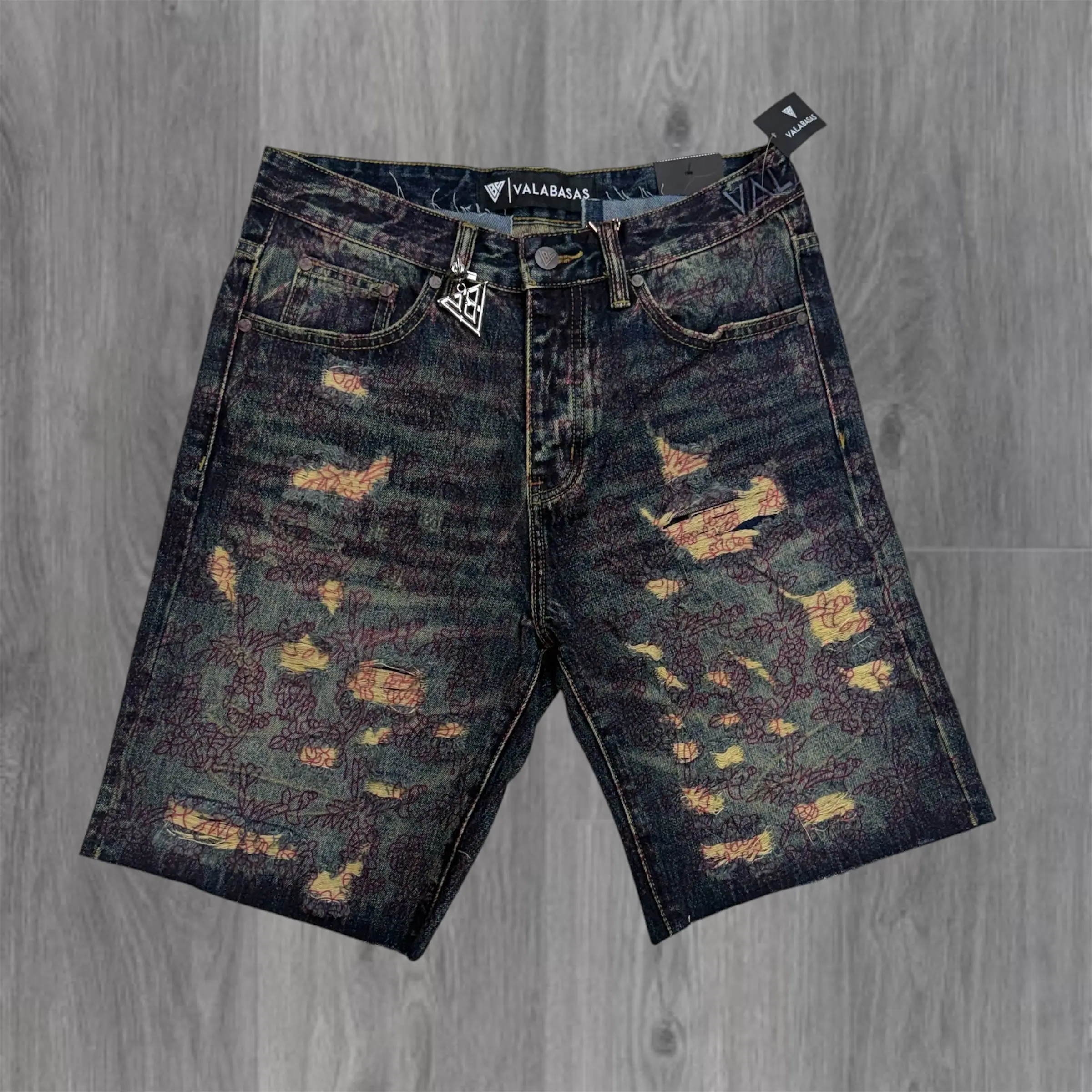 Valabasas - path Denim Shorts - Dark Blue vintage - 1013