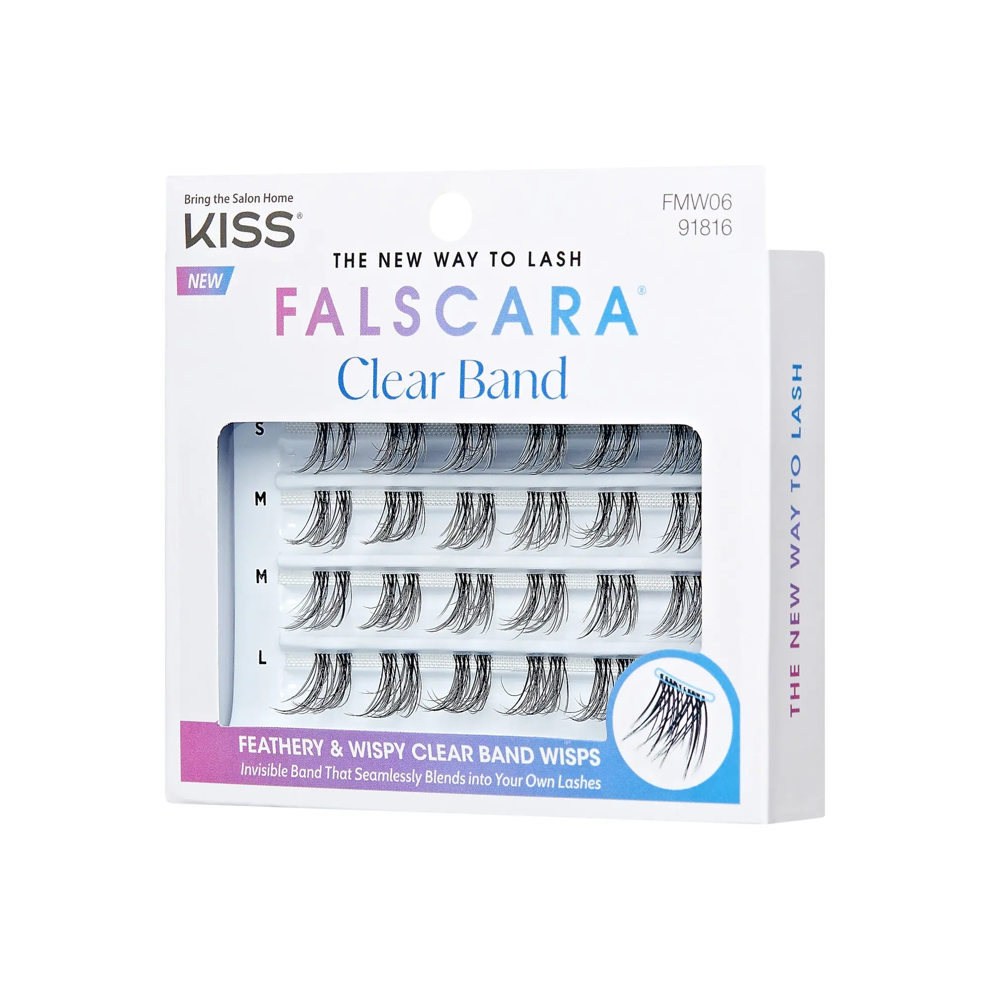 Falscara Clear Band Natural Multipack | DIY False Lash Extensions, Natural, Cluster Lash, Wispy Lashes, Clear Band, 24 Wisps, 12mm-16mm