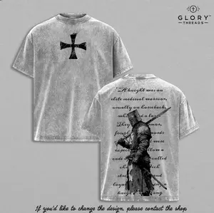 Crusader Knight - Christian Knight Medieval Knight Vintage Washed T Shirt | Warrior of Honor Faith and Loyalty Graphic | Crusader Armor Aesthetic Streetwear Tee Jesus Apparel Christian Bible Verse