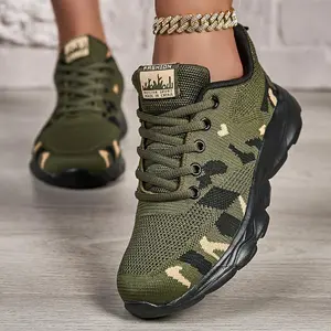 Women'S Camouflage Running Shoes - Lightweight, Breathable, Durable Fabric - Fashionable Lace Up Design Suitable For Outdoor Activities (Rain Shoes & Covers)