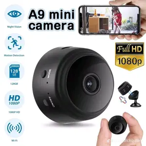 HD WiFi Mini Nanny Cam with Night Vision & Motion Detection - Indoor/Outdoor Wireless Security Spy Cameras for Home, Car, Baby & Pet Monitoring-Black Upgraded A9