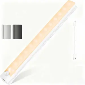 Motion Sensor Under Cabinet Lights with Magnetic, LED Rechargeable 8 Inch Under Counter Closet Lights for Wardrobe Cupboard Kitchen (Warm Light)