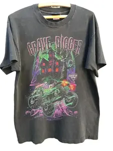 Vintage 1988 Grave Digger Race Team Monster Jam Graphic T-Shirt Reprint, Classic Cotton Tee For Halloween