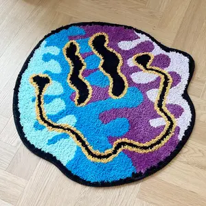 Smile Face Pattern Non-slip Rug, Irregular Soft Fuzzy Carpet, Decorative Fluffy Rug, Decorative Floor Mat for Home Living Room Bedroom, Decorative Rugs, Furry Soft Rugs