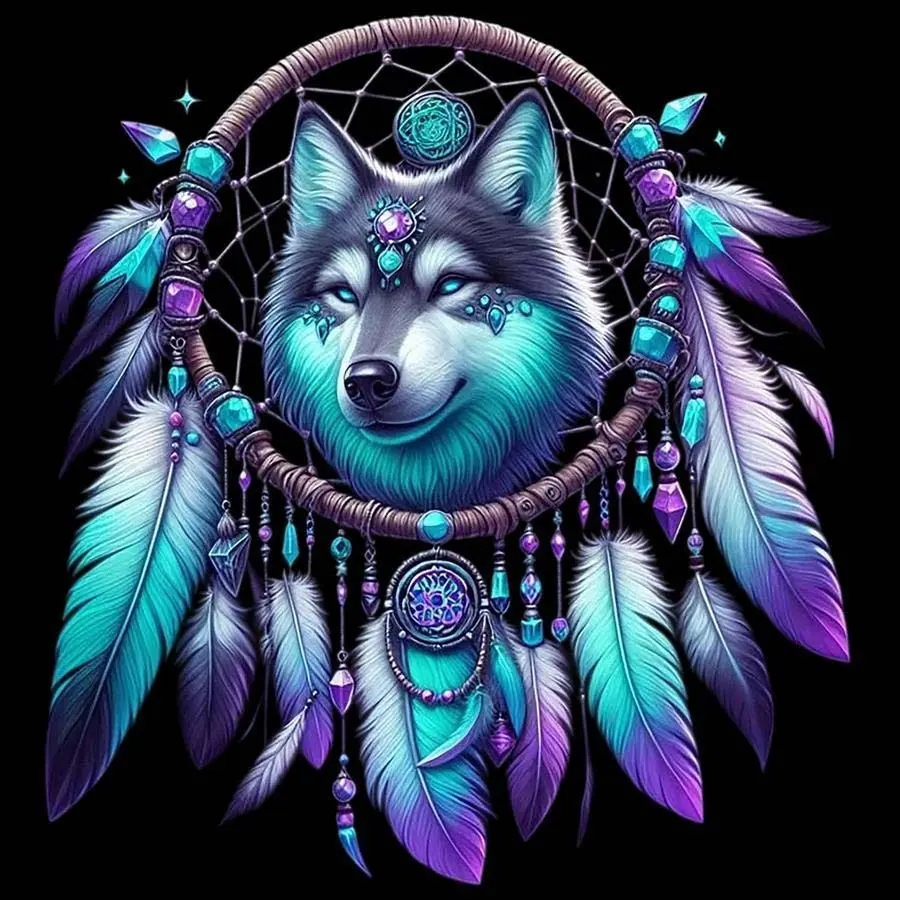 5D DIY Full Drill Diamond Painting - Diamond Pattern Design Dreamcatcher Feather Mosaic Canvas DIY Wall Art, Home Wall Decoration, Suitable for Halloween, Christmas, Birthday, and Anniversary Gifts