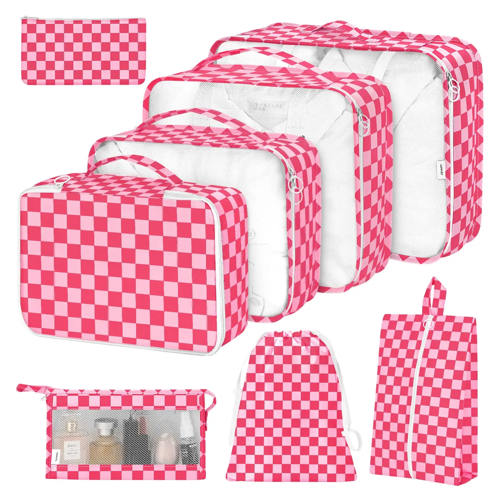8 Set Packing Cubes for Suitcases, Packing Cube with Shoe, Cosmetics, Clothing, and Accessories Bags Packing Cubes for Travel Luggage Organizer，Travel Essential Storage Bags for Women & Men， Space-Saving Travel Organization Pouch