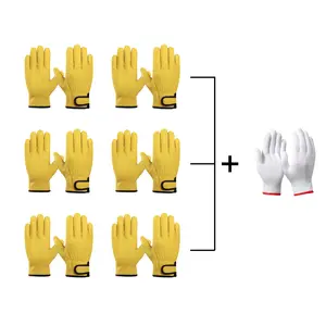 PAKNADA 6-Pair Sheepskin Leather Work Gloves – Soft Leather, Durable Grip, Safety Work Gloves for Construction & Outdoor Use