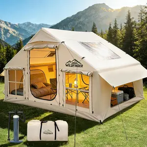 Inflatable Tent with Skylight, Quick Setup Blow Up Tents with Pump, Hot Tent with Stove Jack, Waterproof Oxford Inflatable House for Camping, Air Glamping...