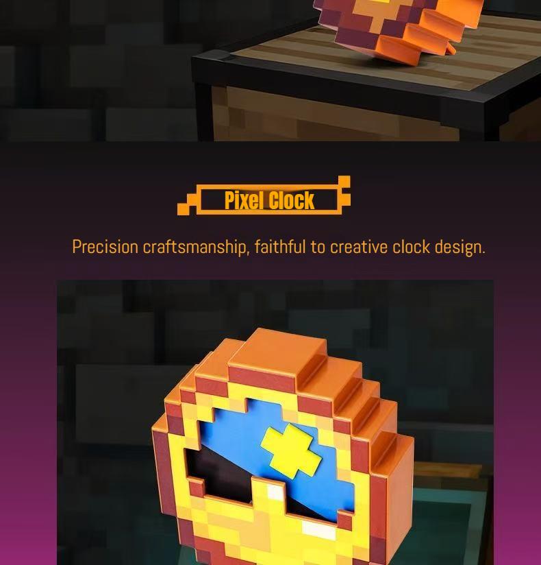 DIYCOM Retro Pixel Wall Clock Auto Switching Day Night Display Hanging Alarm for Bedroom Gamer Room Christmas Gift