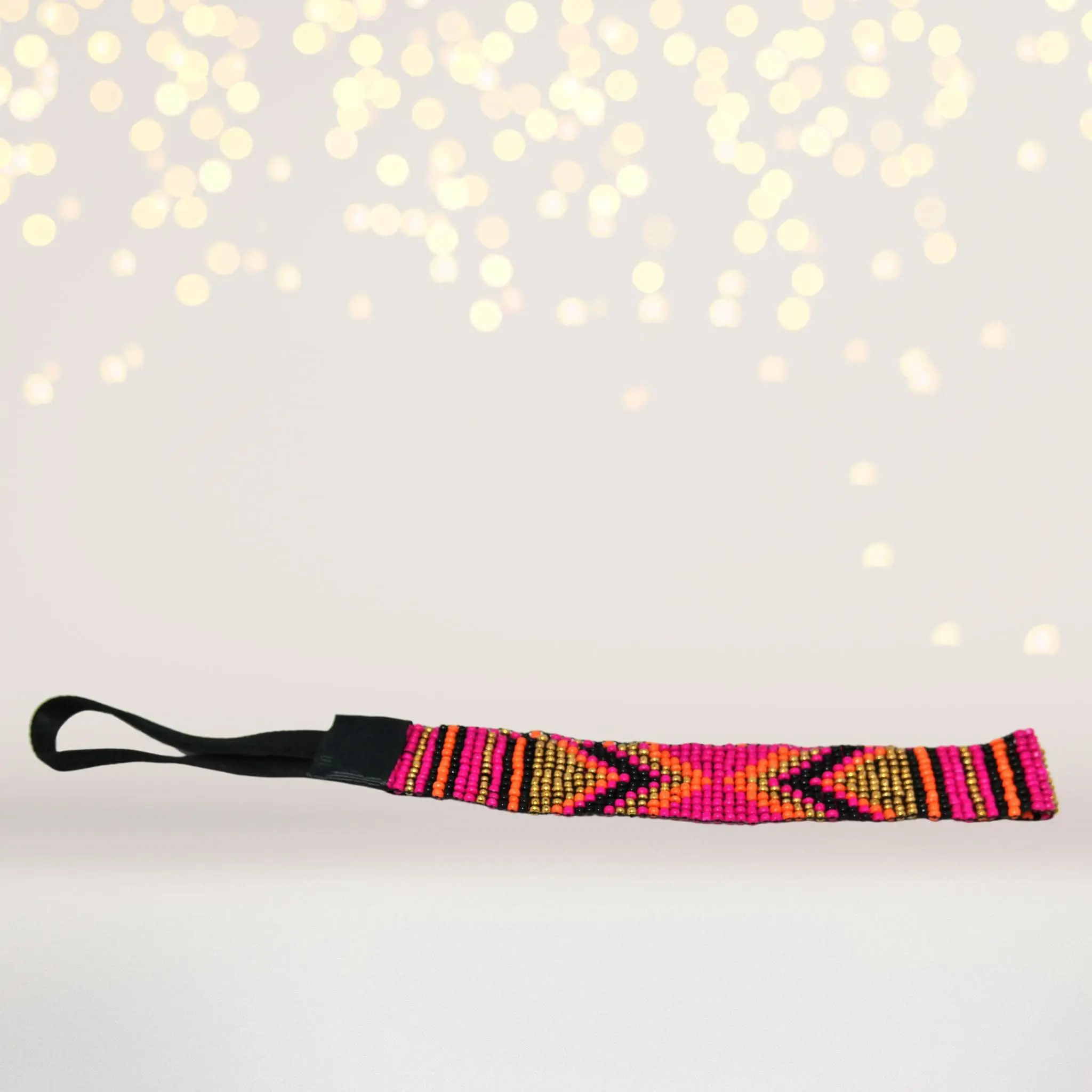 Girls' Aztec Bead Headband with Authentic Tribal Patterns - 18.75 Inches, Ideal for Female, Mommies - Fashion Hair Accessory, Aztec Patterns, Casual Gathering, Comfortable Wear, Round Band, Stretch Elastic