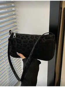 Women Vintage Faux Suede Leopard Print Crossbody Bag Fashionable Patterned Bag for Dating Party Evening Out