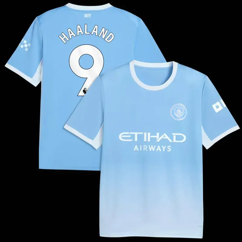 Unisex Soccer/Football Manchester City Team Erling Haaland #9 Laliga 2026/27 Home Replica jersey - Light Blue J4