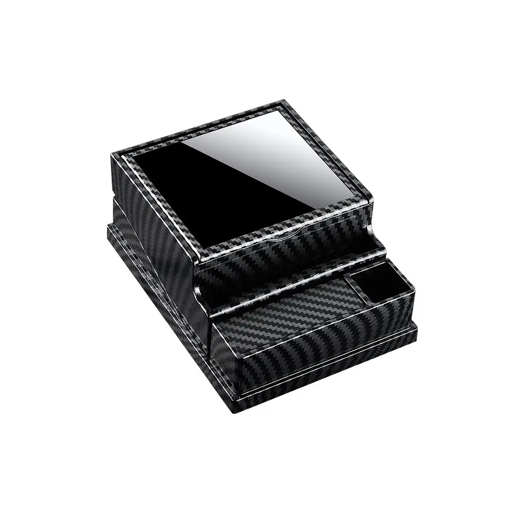 Cigarette Case Automatic Cigarette Box with Pop Lighter Holder 40pcs Regular King Size Cigarette Desktop Box Press Type for Car Office Bar Household Commercial Party (Carbon Fiber)