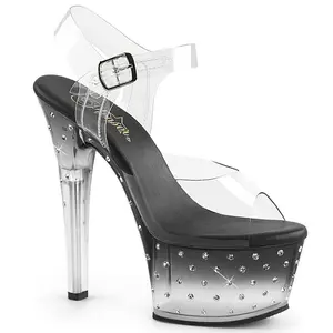 Pleaser Aspire-608STD Women's Rhinestone Ankle Strap Heeled Sandals - 6" Heel, 2.25" Platform, Glamorous Party Heels, All-Season Footwear, Ankle Strap Heels