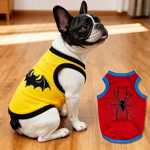 1 Pack Spider and Bat Print Pet Vests for Flea Prevention and Shedding Control, Indoor and Outdoor Use, Insulated and Breathable Design