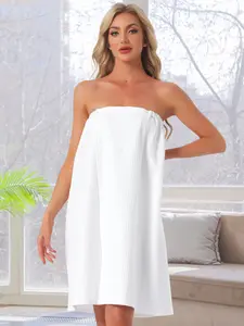 INSPIRE CHIC Women's Waffle Spa Wrap & Hair Towel Dress Body Wrap Robes Snap Closure Towelling Gym Shower Bathrobe One-Size