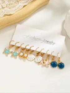 Boho Style Starfish & Shell & Faux Pearl Decor Dangle Earrings, Fashion Jewelry for Party, Daily Clothing Decor, Trendy All-match & Exquisite Jewelry for Birthday Gift, Fashionable Jewelry