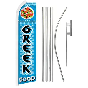 Large-Size Greek Food Themed Polyester Banner with Unique Print & Aluminium-Steel Interlock Pole Kit, Home & Festive Party Supply Backdrop