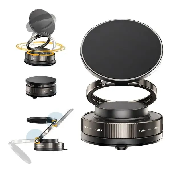 360° Adjustable Vacuum Magnetic Suction   with Versatile Mounting Options for Magsafe Portable Car Makeup Gym Mirror Work Fit for All iPhone Stand Smartphone Cellphone mount desktop bicycle  mobile  porta celular gift travel desk manetic holder