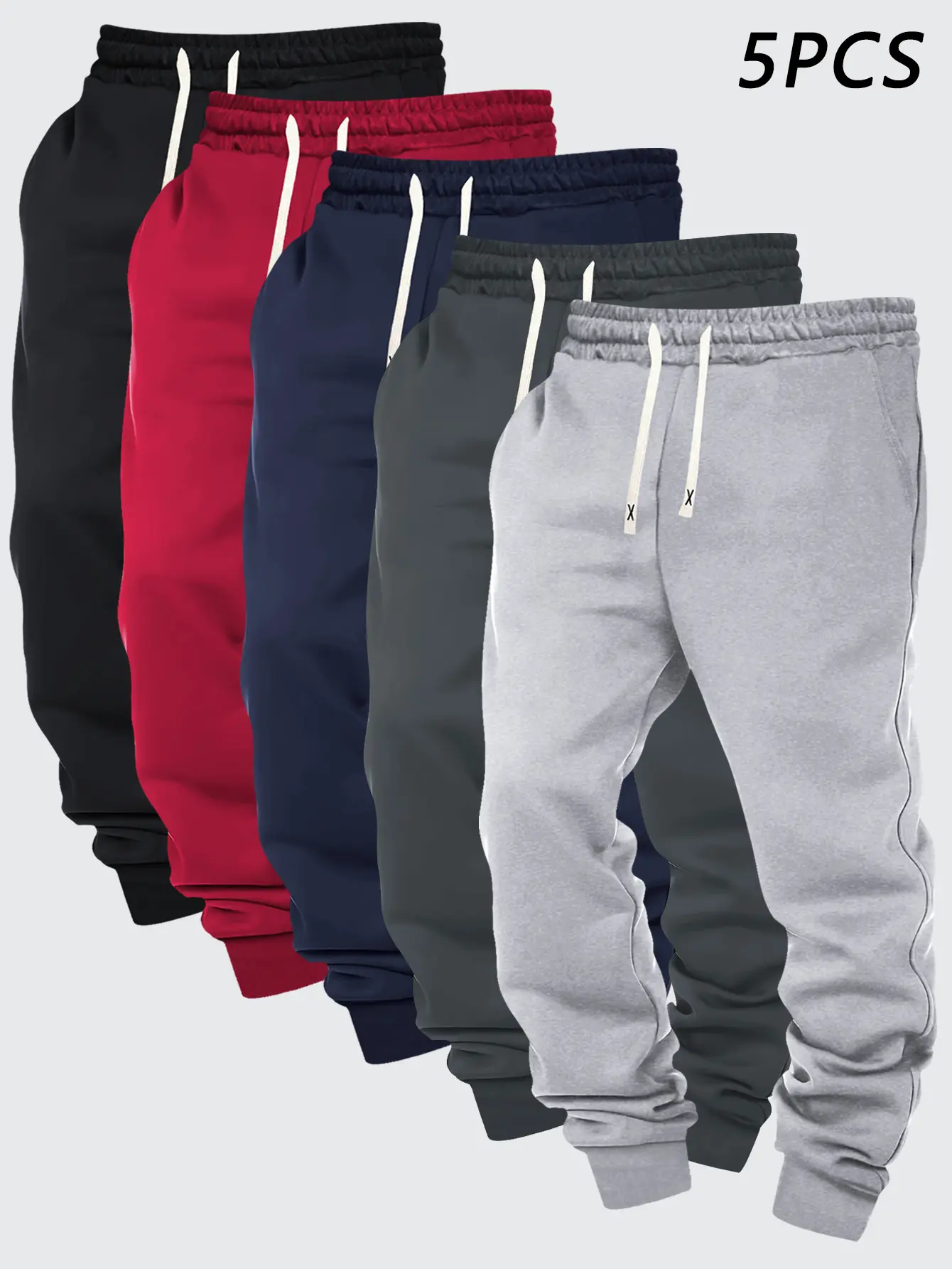 5-Pack Men's Sweatpants Casual Athletic Pants Solid Color Smooth Fabric Regular Fit Large Sizes Elastic Waistband with Drawstring Travel Vacation Outdoor Camping Men's Tapered Pants