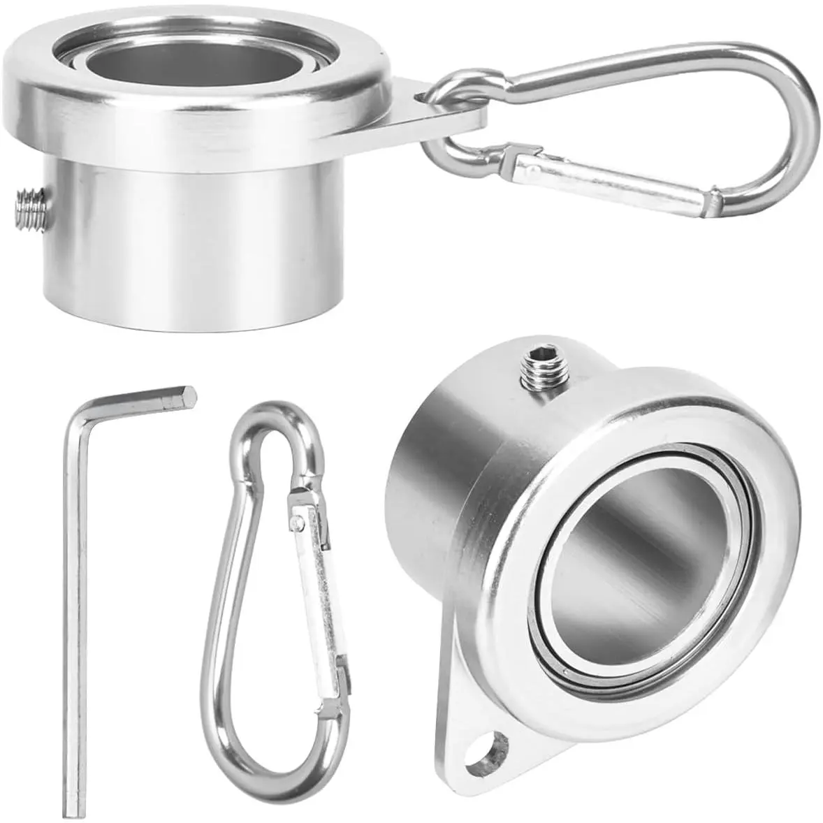 Flag Pole Rings, Tangle Free Flagpole Rings with Bearing Design, 360? Rotating Flag Rings for 0.75-1.02 Inch Diameter Flagpoles, 2 Pack Flag Pole Rings and Hooks(2 PCS, 1", )