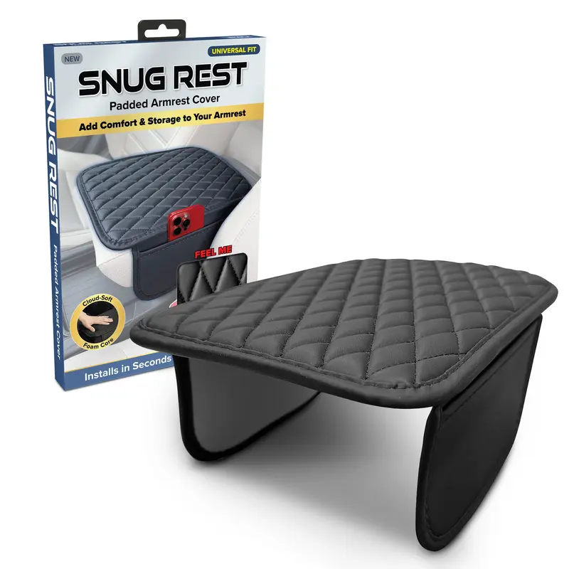 Snug Rest Padded Armrest Cover Universal Fit with Extra Storage for Phone Keys Wallet All-Day Comfort All-Around Protection