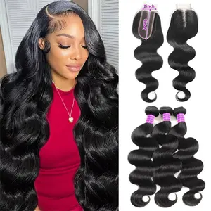 2x6/4x4 Lace Closure With Bundles Body Wave Bundles With Closure Virgin Human Hair Weave Bundles With Closure 12-28 Inches TikTokShopBlackFriday