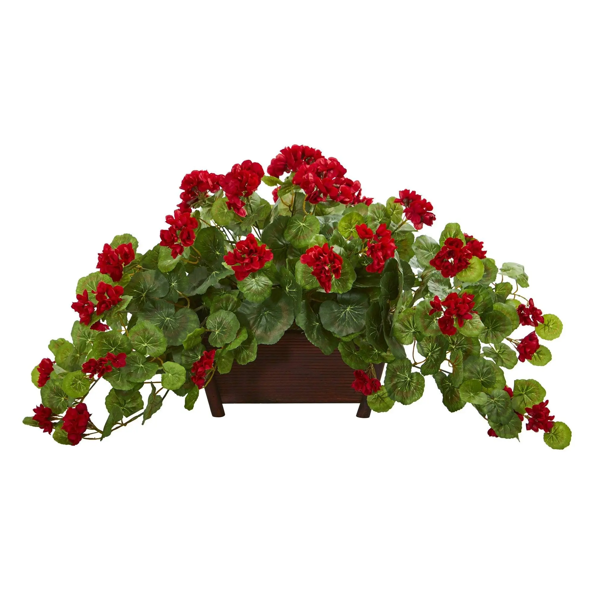15-in Flower Design Synthetic Geranium Artificial Plant Set with Decorative Planter, Kitchen Decor for Indoor Home Plant & Floral Styling, Plant Decor