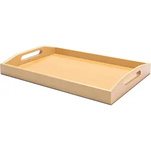 Bamboo Serving Tray with Handles 13.7"x8.6"x2" Small Serving Trays with Handle, Bamboo Tray for Coffee Table, Party, Home Decor, Dining