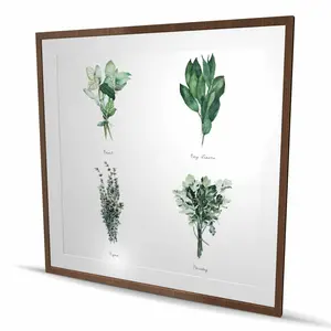 212 MAIN Wood-Framed Matted Print Wall Artwork - 48x48 in., Vibrant Nature Herb Garden Kitchen Decor, Leaf-Detailed Artistic Photo, Home Decor Accessory Gift (Model C1FM484834NFFU)