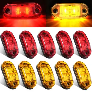 10 Pcs 2.5 Inch 2-Diode Oval LED Trailer Side Marker Lights - Waterproof Running Signal Lights for Truck Boat RV