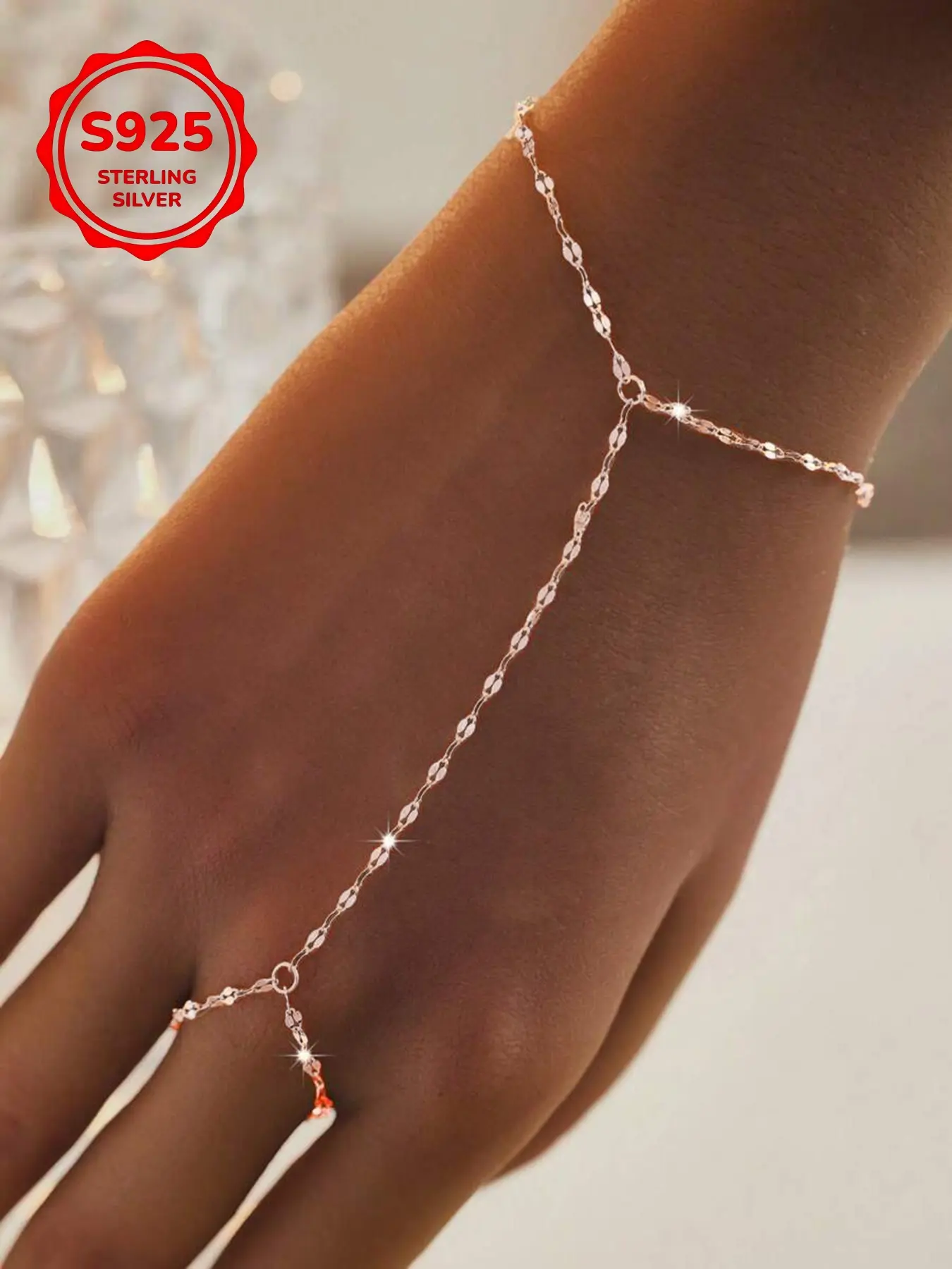 Elegant S925 Silver Chain Link Style Bracelet Ring Set for Women, Sparkling Design, Versatile Party Jewelry, Perfect Birthday Gift, Jewellery Gift Set, Jewelry Sets, Accessory Set
