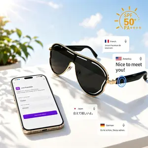 AI Translation Smart Glasses, Bluetooth Audio Glasses with Mic, 100+ Languages Translation, UV Protection, Touch Control Music Glasses for Outdoor Sports, Driving & Business