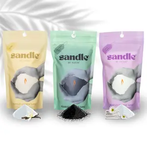 Sandle by Foton 3-pack - Black, Clean Laundry & Vanilla. Refillable Pearled Candle with 3 x 10oz Plant-Based Wax Pearls and 3 x 15 Wicks.