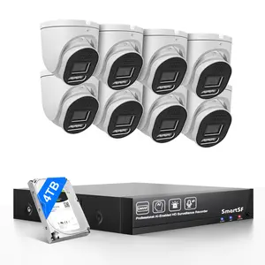 SmartSF 10 Channel 5MP CCTV Complete NVR Kit 4TB HDD 8 Cameras | 24-Hour Outdoor Night Vision & Audio Monitoring | Human Motion Detection| Includes App, 2-Year After-Sales Service| Wireless security camera NVR, PoE Solar-Powered 4G LTE Security