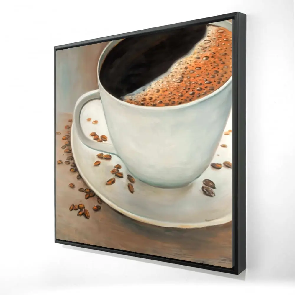 212 MAIN Artistic Black Coffee Print Framed Wall Photo, 24x24 in, Modern Minimalist Home Decoration, Rich Tones Wall Art for Room, Ideal Home Decor Gift