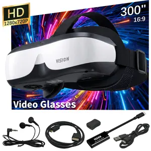 H3 Video Glasses, Personal Mobile Movie Cinema with HDMI Input, Built in Battery, Dual Independent Screens, Myopia Adjustable 0-5D, Head Mounted Display for Gaming/Movie Compatible with Switch, PS5, iPhone, PC, TV Stick VR
