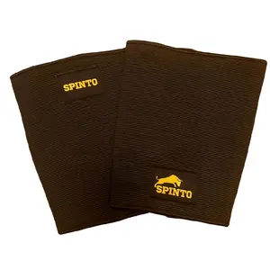 SPINTO FITNESS Compression Knee Sleeves Pair (2XL-5XL Multi-Sizes, Strongman) - 2-Ply Construction Heavy Duty Support, Secure Hold, Adjustable Strap for Weightlifting, Pain Relief, Durability (Brown)