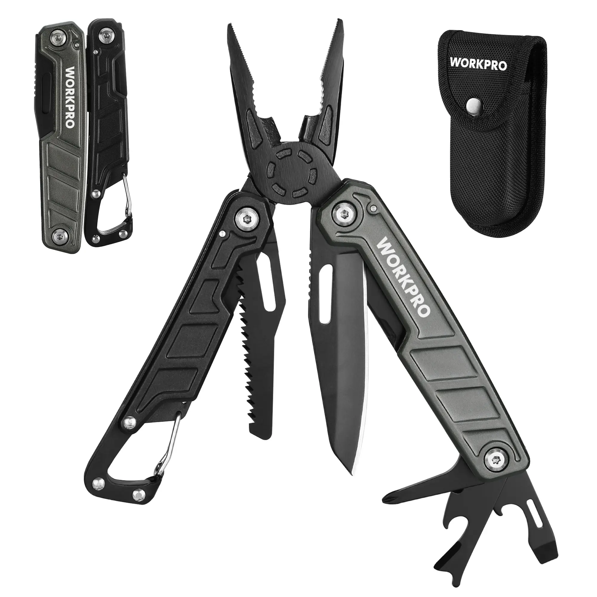 #fathersdaygift WORKPRO Multitool-11 in 1 Multitool Pliers with Pocket Clip and Sheath-EDC Multi Tool Knives with Safety Lock-Camping Tools Pocket Knife with Screwdriver Saw Blade Wire Cutter and Bottle Opener