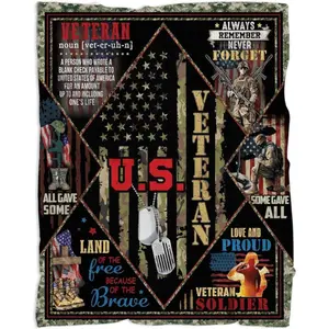 Veteran Blanket - Soft, Warm Patriotic Gift for Soldiers, Veterans on Special Occasions.Cloud-like touch