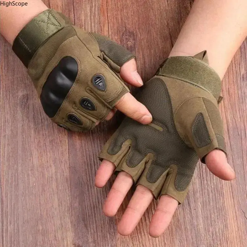 Men's Tactical Fingerless Gloves with Enhanced Grip, Athletic Protection for Outdoor Shooting, Cycling, and Hunting, Sports, Fingerless Cut, Military Tactical, Outdoor Sports, Tactical Accessories