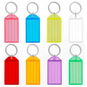 40PCS Key Tags 2 Inch Plastic Key Chain Tags with Ruled Blank Paper Labels Transparent Covers and Split Rings Sturdy Item Identifiers
