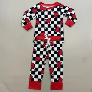 Kids Valentines Day Pajamas Set Heart Sleep Wear