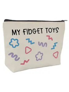 Bright My Fidget Toys Storage Travel Bag, Travel organization pouch, Makeup organizer pouch, Zipper Pouches, with a Feel Anxious theme, for gadgets, supplies, durable zipper closure, travel accessories, Christmas gifts