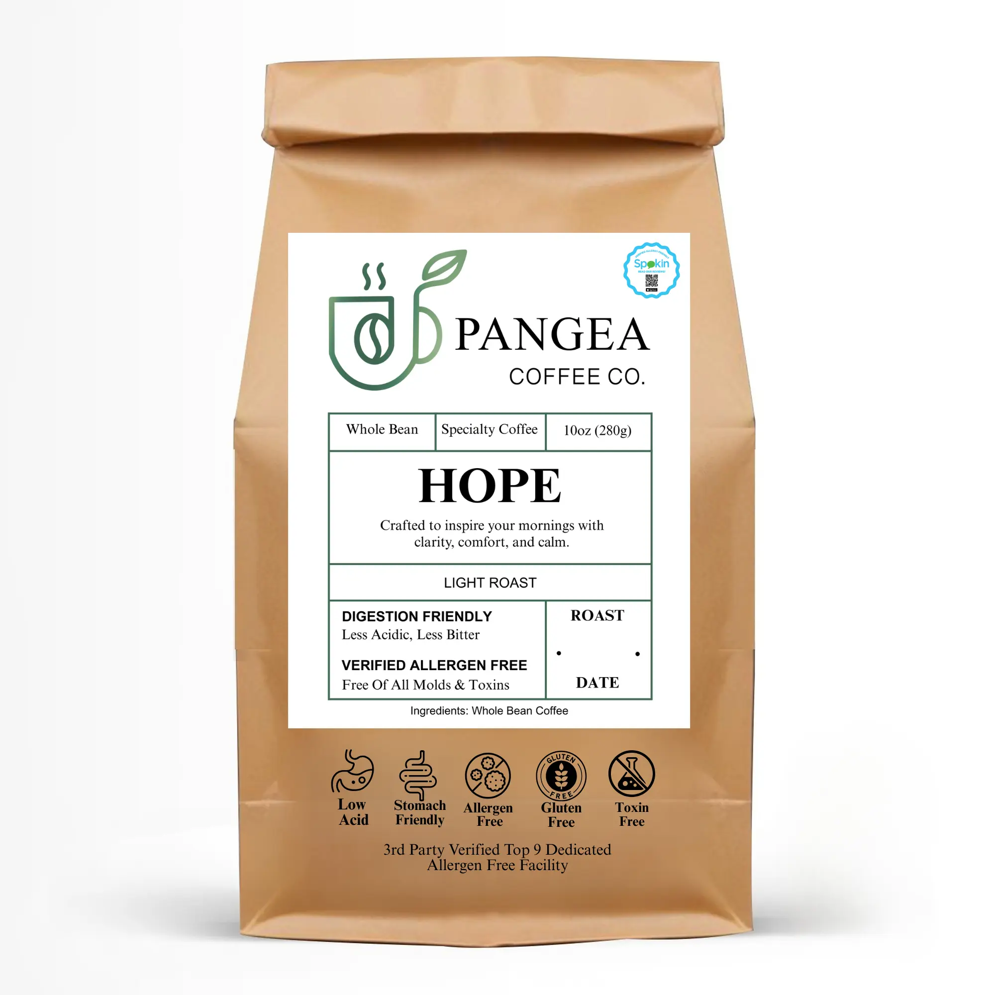 Hope Low-Acid Light Roast Coffee – Gentle & Smooth on Stomach | Pangea