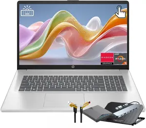 HP 17.3" Touchscreen Business Laptop, AMD Ryzen 5 7430U (6-Core),Large Anti-Glare Display, Backlit Keyboard, WiFi 6, Office 365 Web Version,Windows 11 Pro, Ideal for Office & Students, w/Accessories