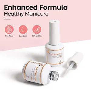 Nicedeco Gel Polish No Wipe Top Coat Matte Top Set, Hema Free, Cruelty Free, Vegan, 2PCS 15ML for Gel Nail Polish Shine Finish and Long Lasting Glossy