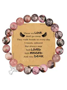 1PC Sympathy Gifts for Loss of Loved One, Healing Condolences Bracelet with Blessing Card for Loss of Dad Mom, Grief Memorial Gifts for Women Christmas Thanksgiving, A guardian Angel Pendant Bohemian style Bracelet
