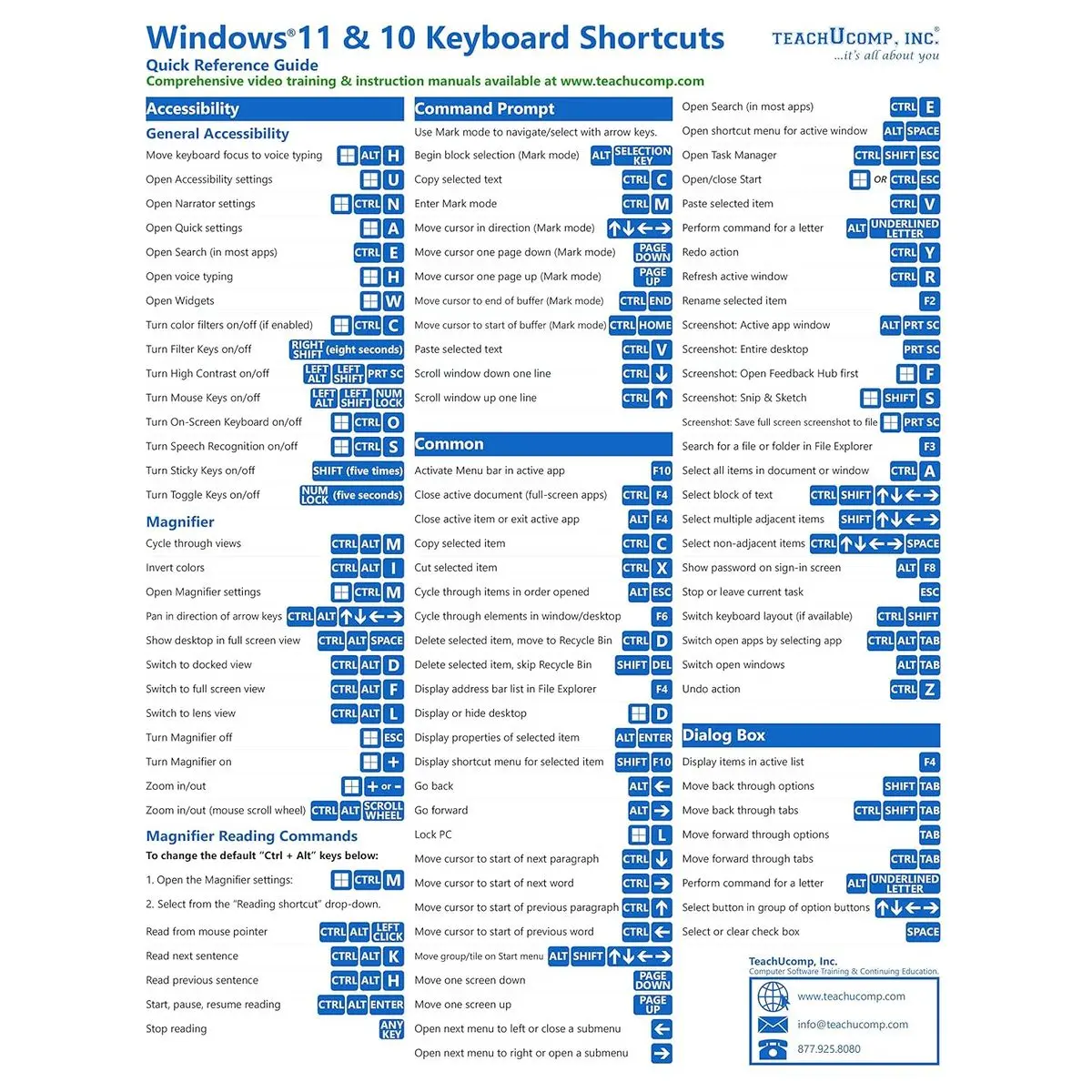 Windows 11 and 10 Keyboard Shortcuts Quick Reference Training Tutorial Guide Cheat Sheet- Laminated Pamphlet – August 31, 2022