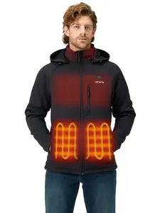 ororo Men's 4-Zone Classic Heated Jacket 2.0, Battery Included, 10 Hours of Runtime, Machine Washable, 4 Heating Zones, Water and Wind Resistant, Detachable Hood, YKK Zippers